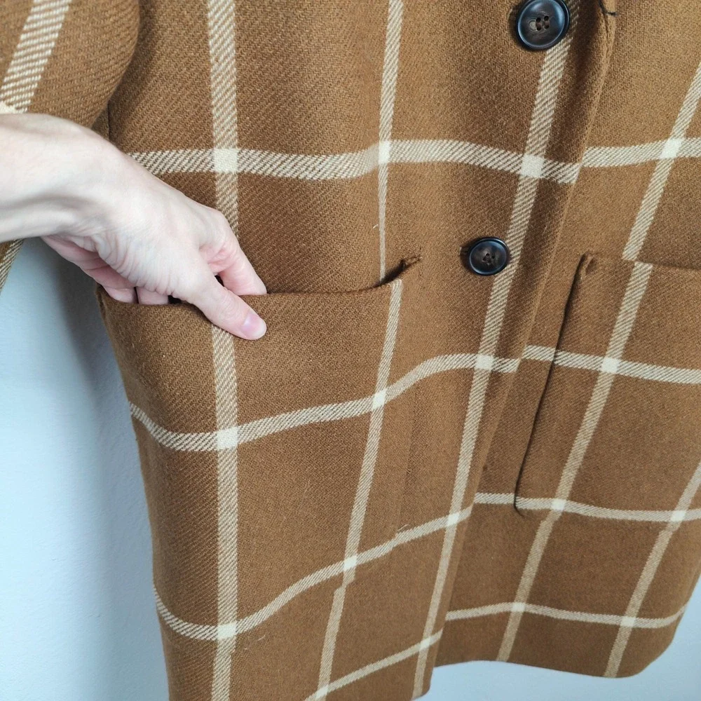 Madewell Windowpane Elmcourt Coat Womens Small Insuluxe Fabric Dried Cedar - Picture 4 of 11